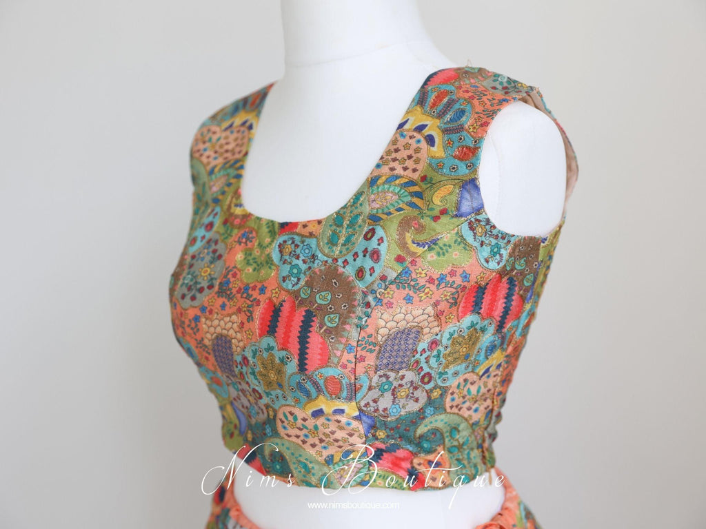 Nims Boutique Suraiya Luxury Mints/Blues Printed Blouse sizes 8-12