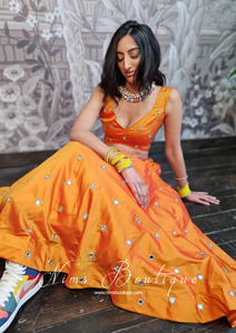 Rani Luxury Orange Mirror readymade lehnga skirt (sizes 4-26)
