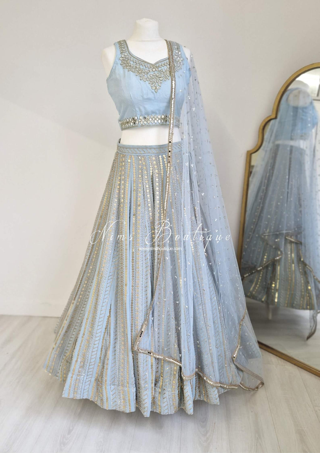 Nims Boutique Luxury Powder Blue Sequin Lehnga 8-12