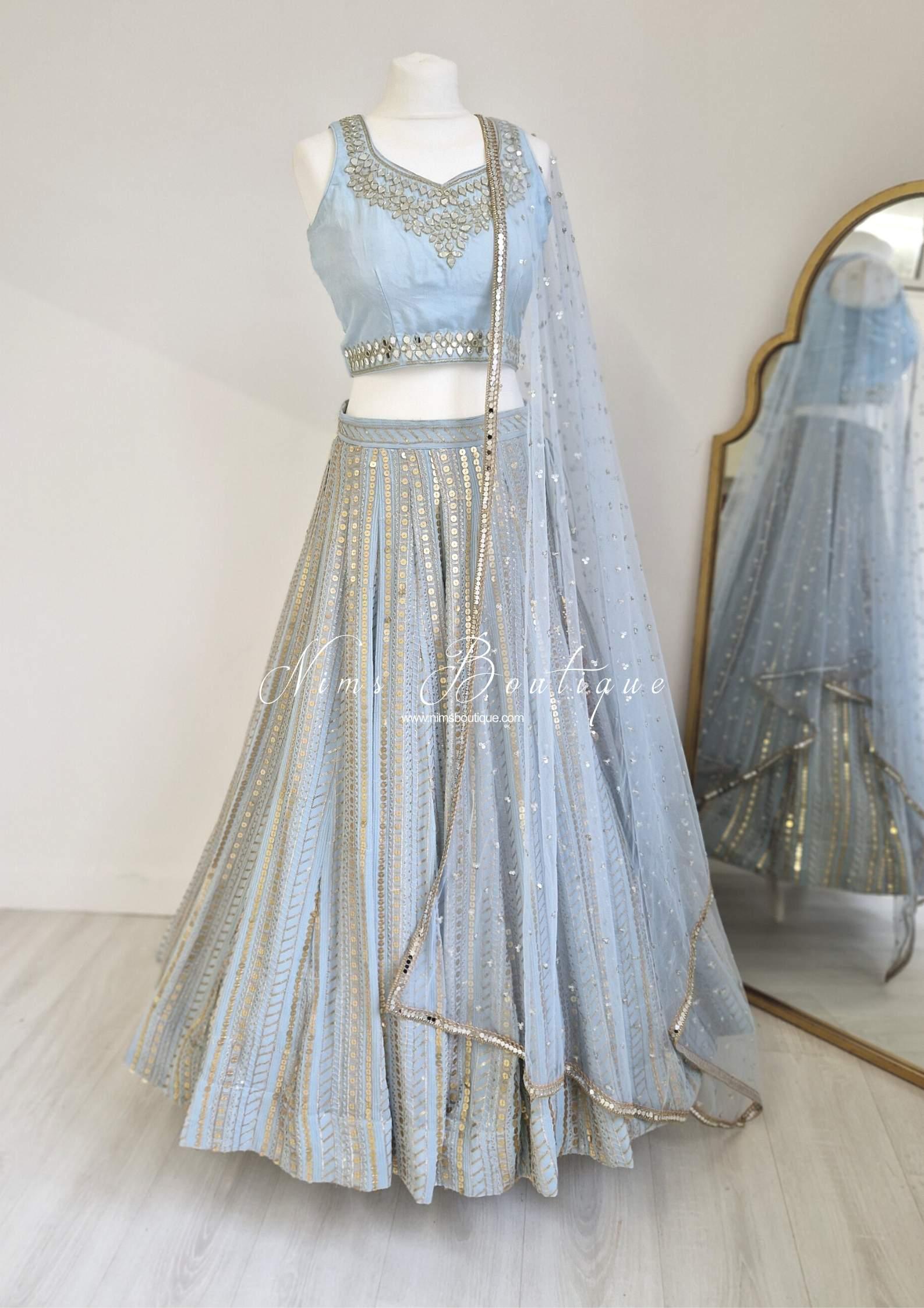 Nims Boutique Luxury Powder Blue Sequin Lehnga 8-12