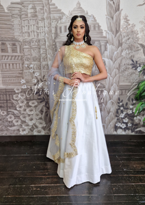 Readymade White Silk skirt/lehnga (sizes 4-22)