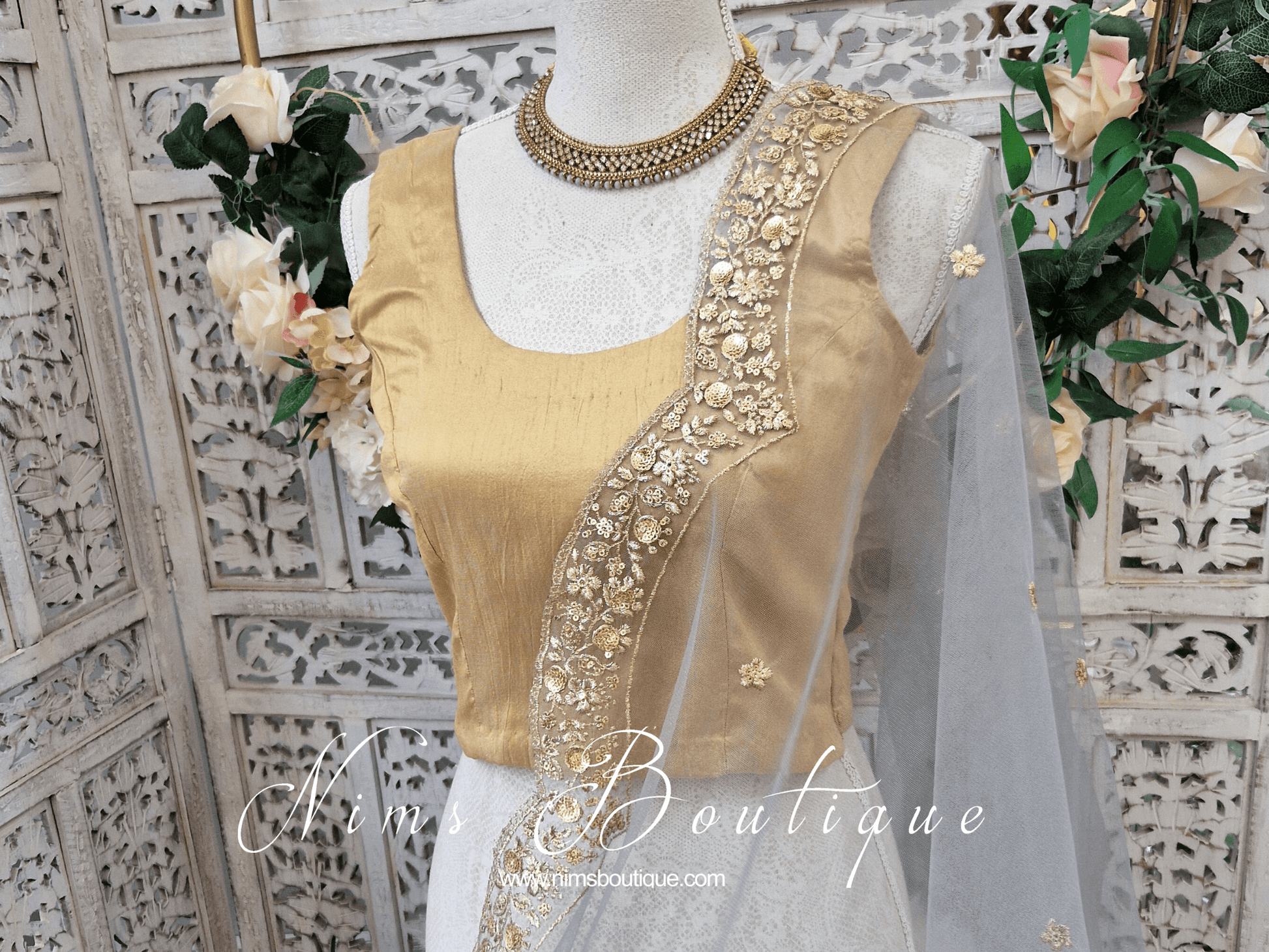 Nims Boutique Sleeveless Gold Raw Silk Blouse 4-24