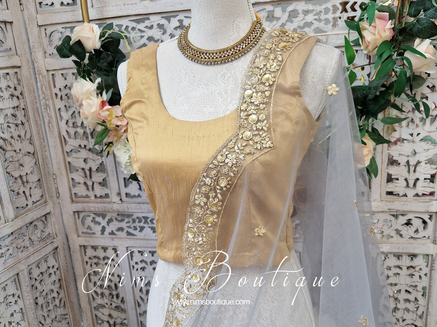 Sleeveless Gold Raw Silk Blouse (4-24)