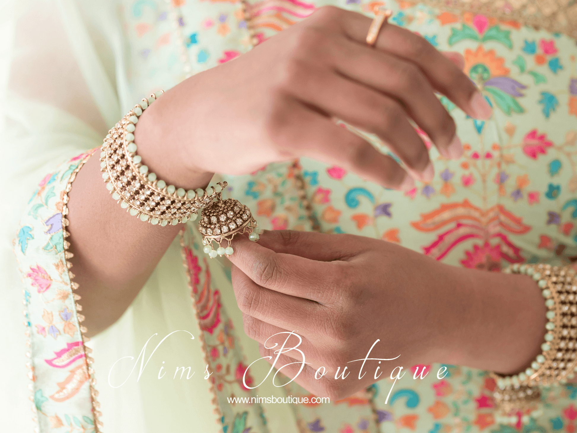 Nims Boutique Royal Mint Bracelet with hanging chumka