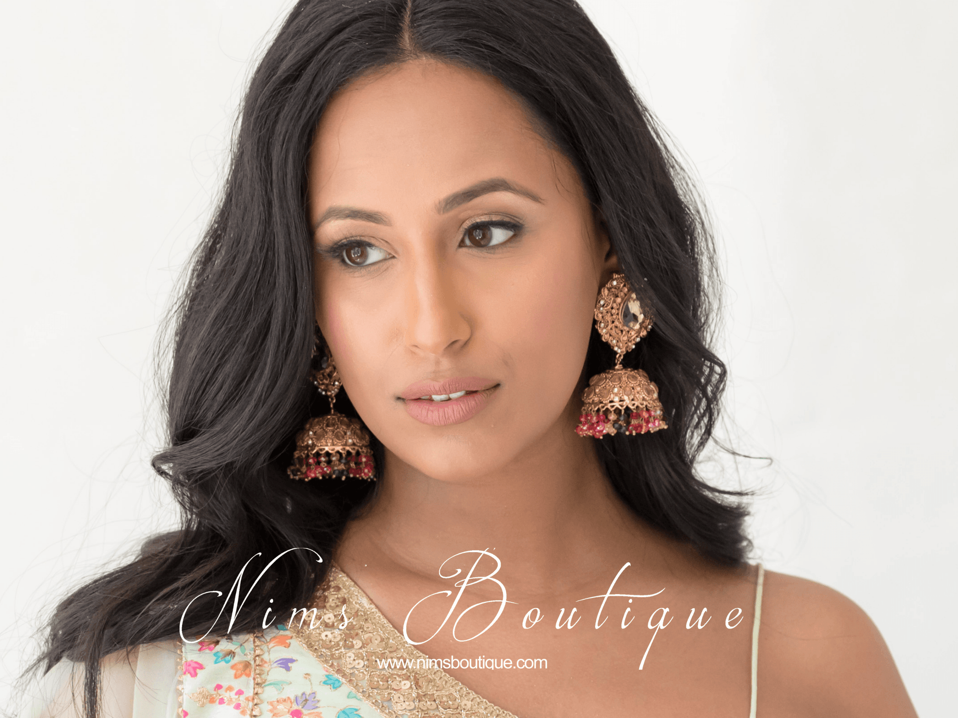Nims Boutique Anjali Multicolour Chumke with earring chains