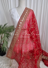 Mahi Luxury Red Organza Embroidered Dupatta/Chunni