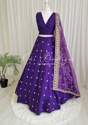 Rani Luxury Cadbury Purple Mirror readymade skirt/lehnga (size 4-26)