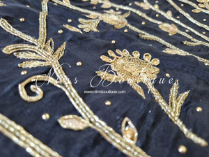 Nims Boutique Luxury Unstitched Black & Gold Embroidered Salwar Suit