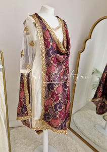 The NB Classic Long Sleeved Ivory Silk & Multicolour Salwar Suit (8-20)