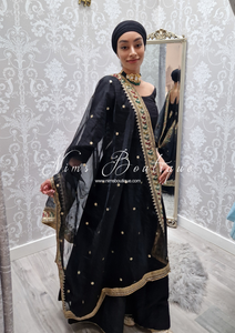 Sunidhi Black Multicolour Organza Dupatta/Chunni