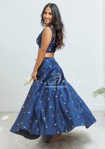 Rani Luxury Silk Navy Mirror readymade skirt/lehnga (sizes 4-22)