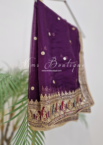 Sunidhi Aubergine Multicolour Organza Dupatta/Chunni