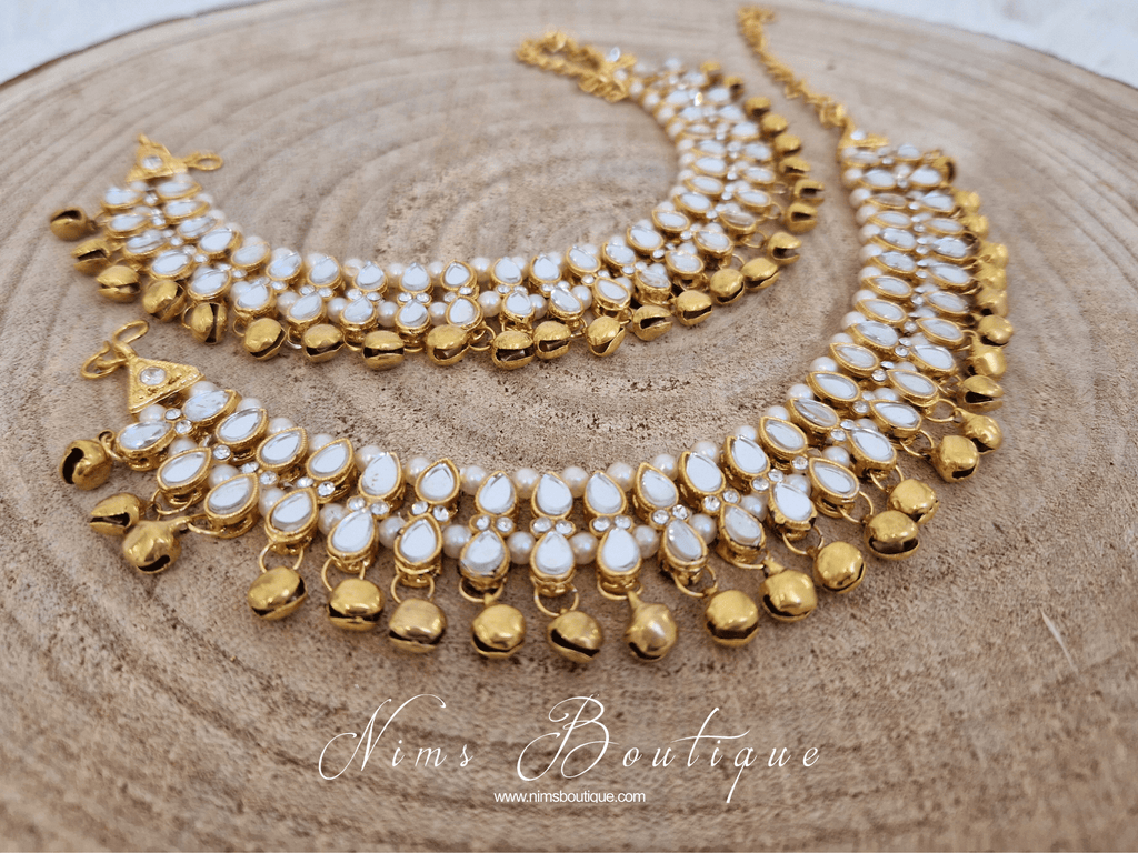 Nims Boutique Gold Ghungroo Anklets with Bells
