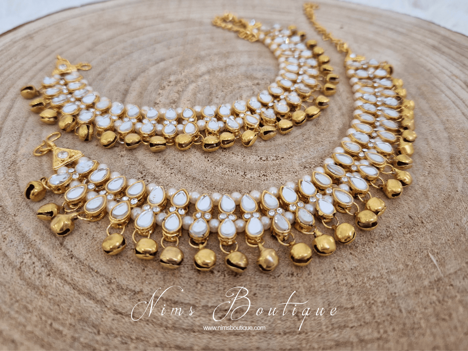 Nims Boutique Gold Ghungroo Anklets with Bells