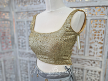 Luxury Gold Sequin Thin Strap Blouse Short (size 4-18)