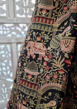 Luxury Elephant & Peacock Black thread embroidered Skirt (One size)