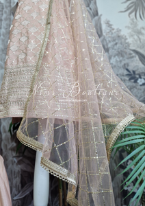 Peach Pattern Gharara Suit (Size 12-14)