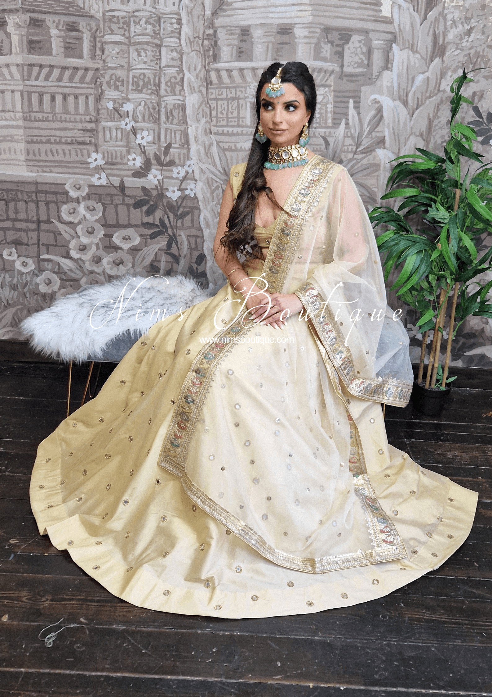Nims Boutique Rani Luxury Gold Mirror readymade skirt/lehnga sizes 4-24