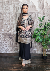 Luxury Black Embroidered Sharara Suit (10-12)