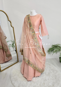 Sunidhi Peach Multicolour Organza Dupatta/Chunni