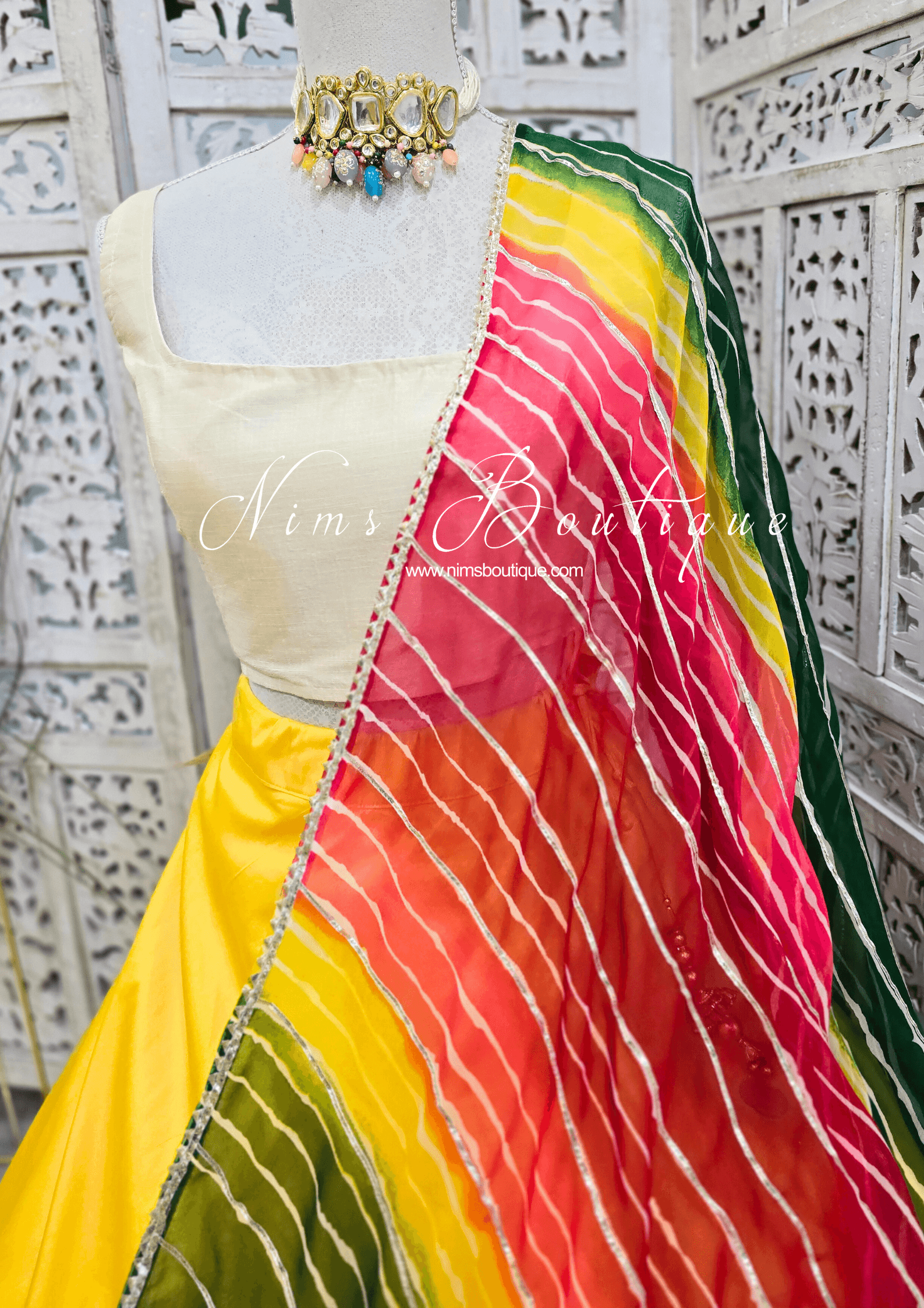 Nims Boutique Rainbow Stripe Dupatta/Chunni