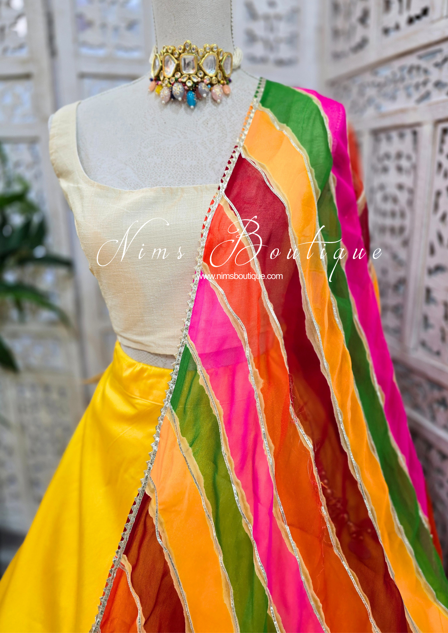 Multicolour Stripe Georgette Dupatta/Chunni (7)