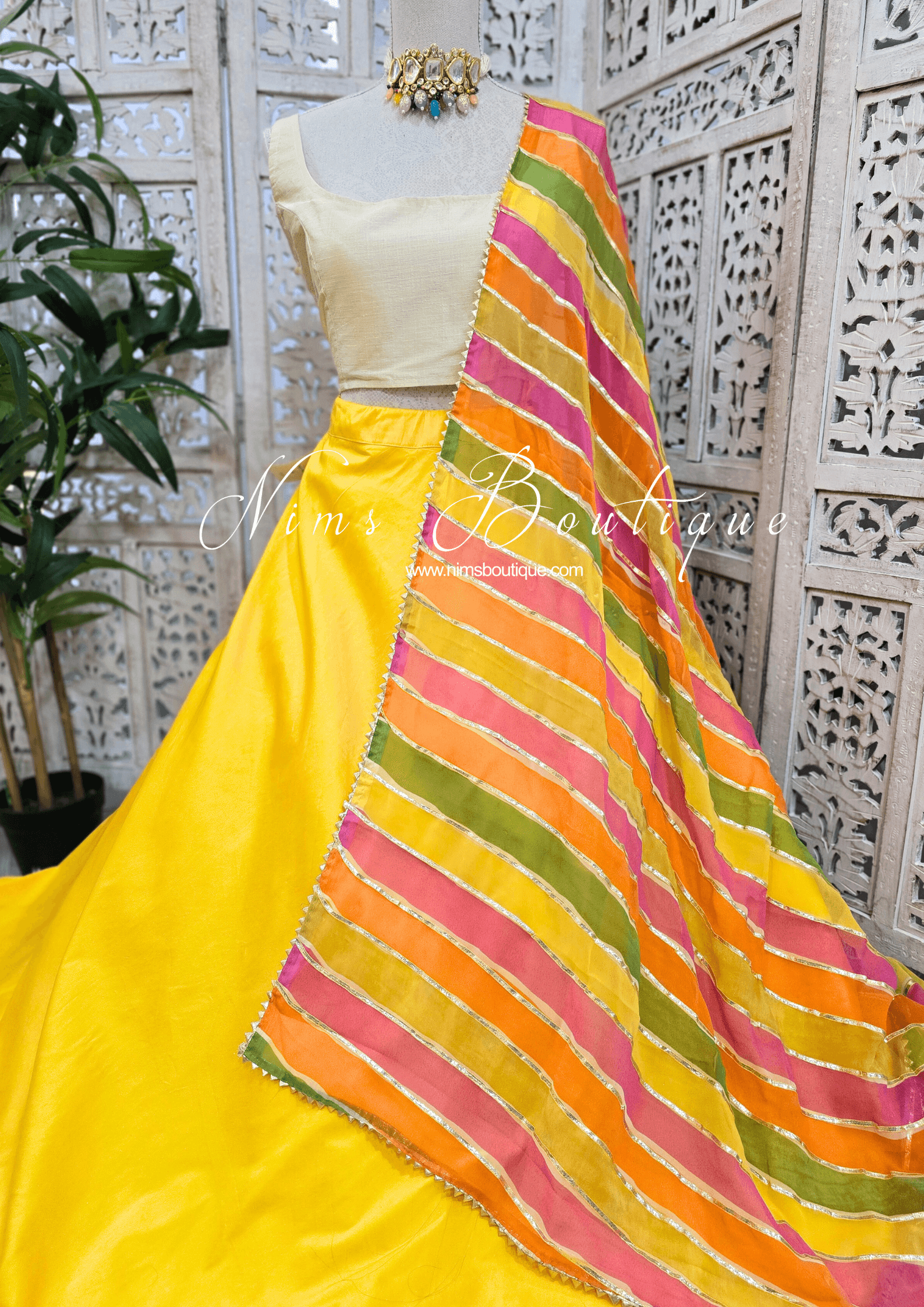 Nims Boutique Multicolour Stripe Georgette Dupatta/Chunni 5