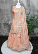 Nims Boutique Peach Zari Work sharara suit Size 16-18