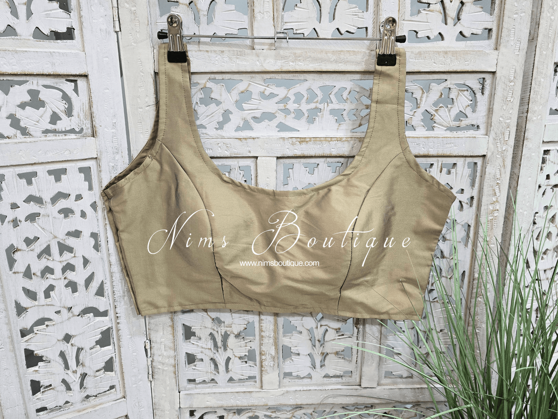 Nims Boutique The NB Light Bronze Tafetta Silk Blouse 10-14