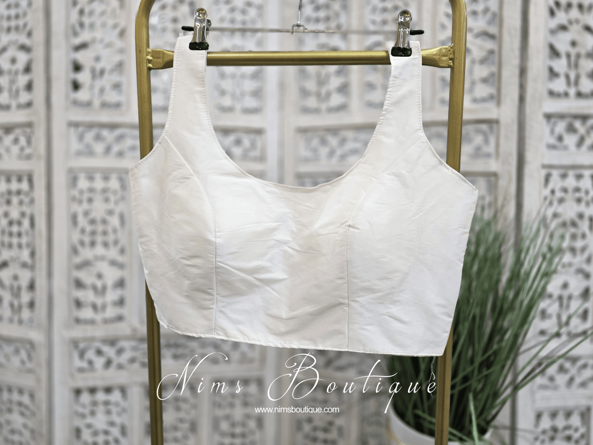 Nims Boutique The NB White Taffeta Silk Blouse 10-14