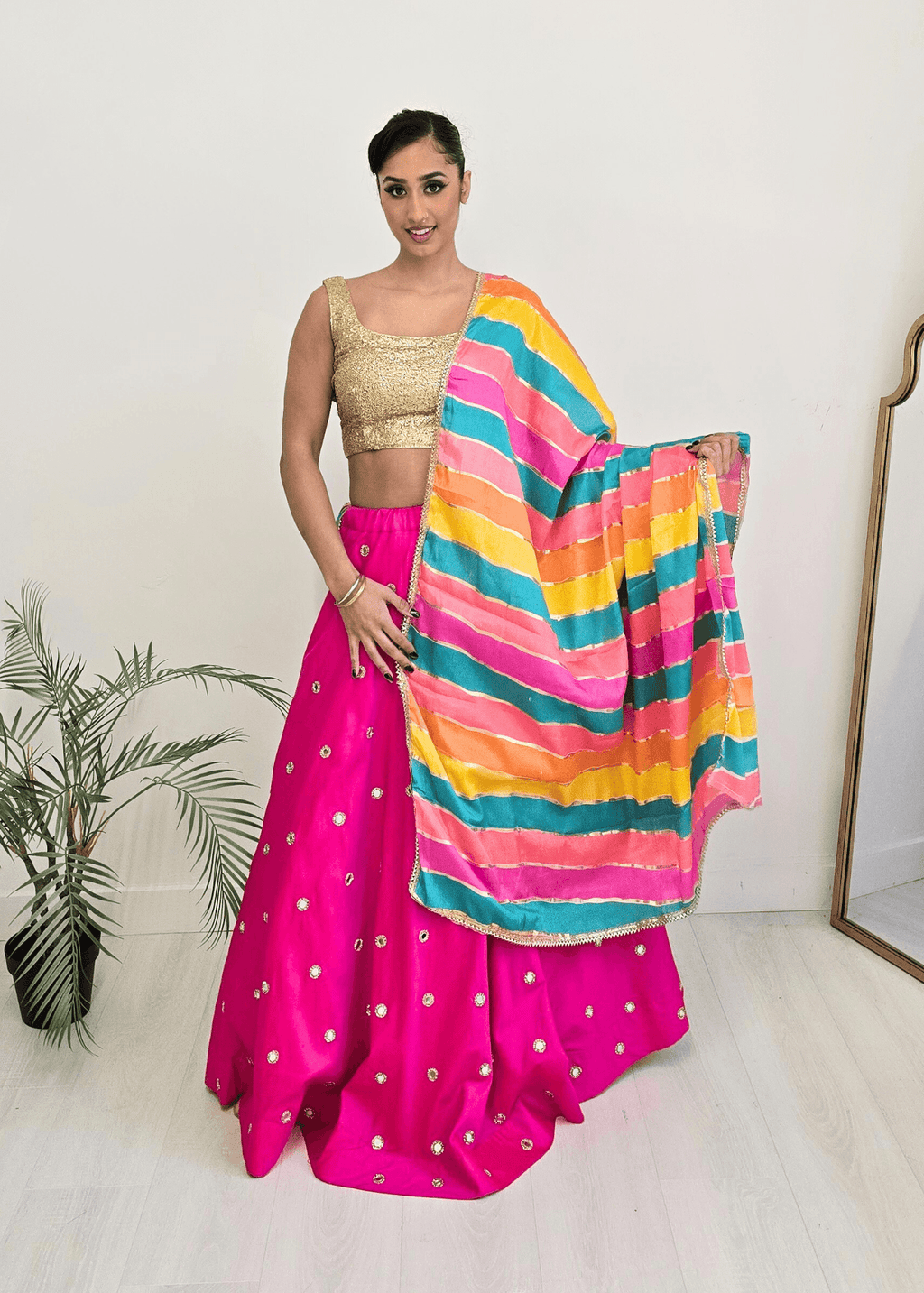Nims Boutique Multicolour Stripe Georgette Dupatta/Chunni 3