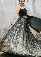 Nims Boutique Arya Black Luxury One Shoulder & Dupatta blouse 6-18