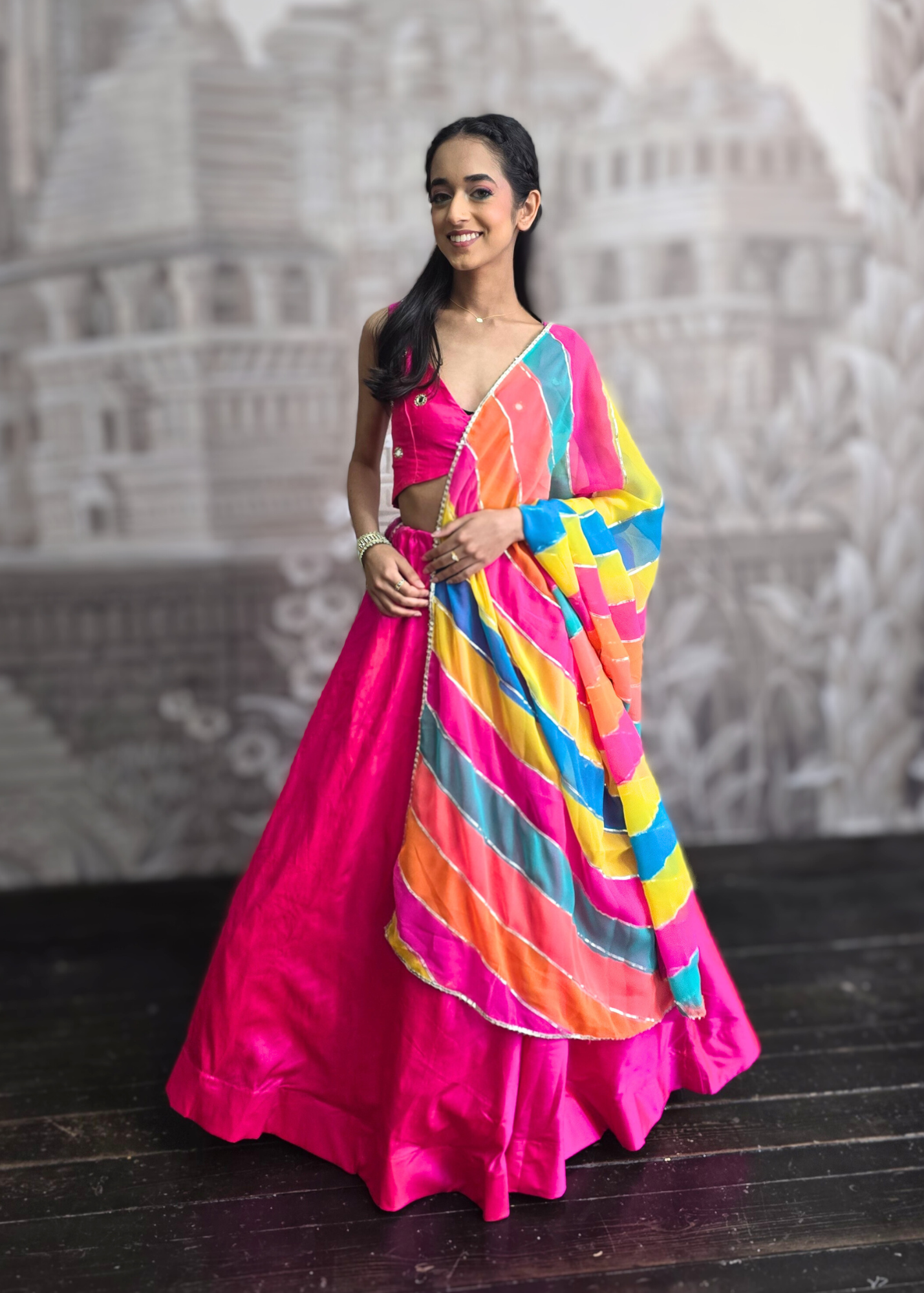 Readymade Hot Pink Silk skirt/lehnga (various sizes)