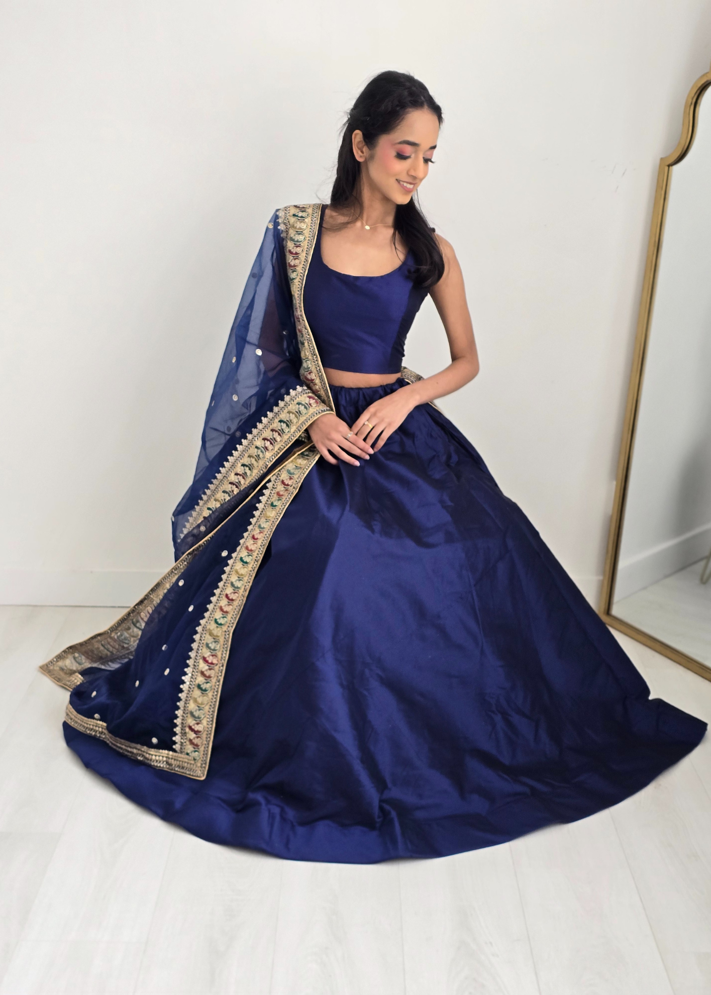 Readymade Navy Silk skirt/lehnga (sizes 4-22)