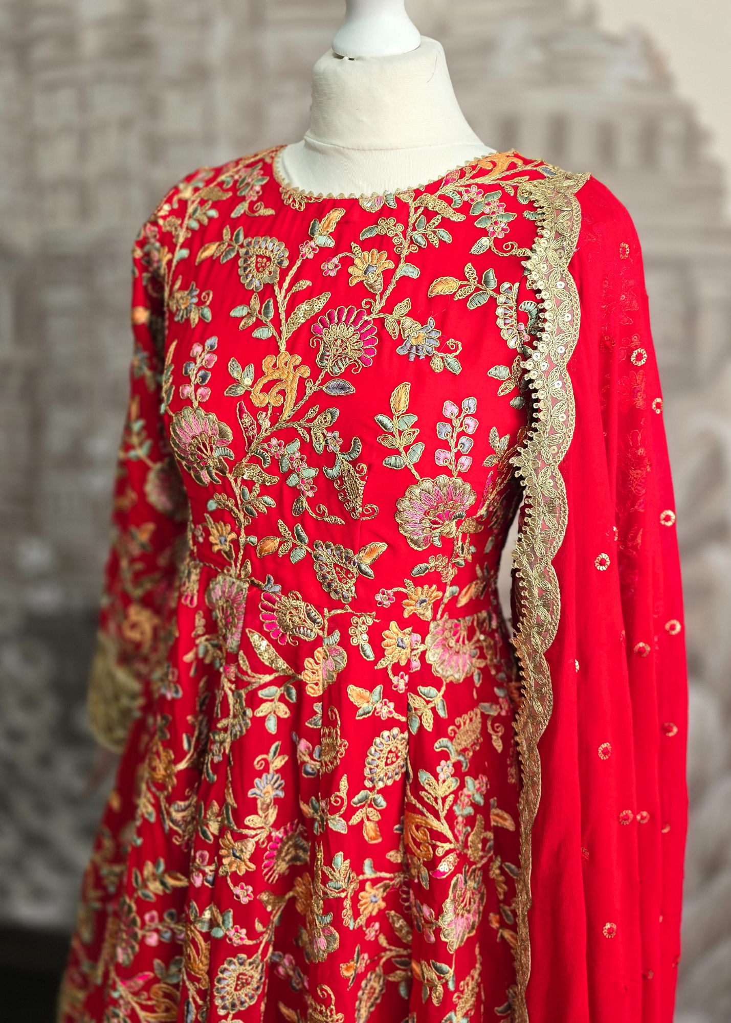 Amrita Red & Multicolour Anarkali Pajami Suit (sizes 6-10)