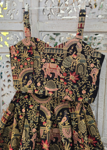 Elephant Black Embroidered Strap Blouse (4-16)