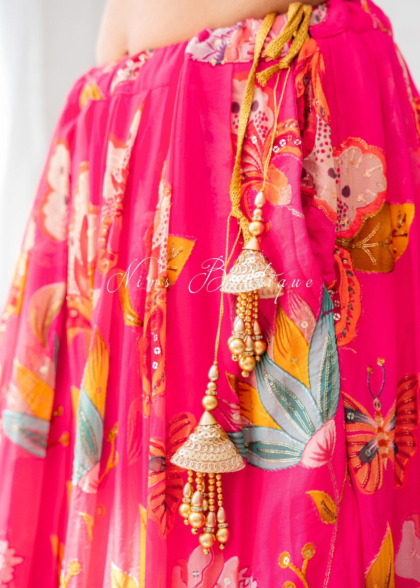 Lillianna Hot Pink Floral readymade skirt/lehnga (size 4-18)