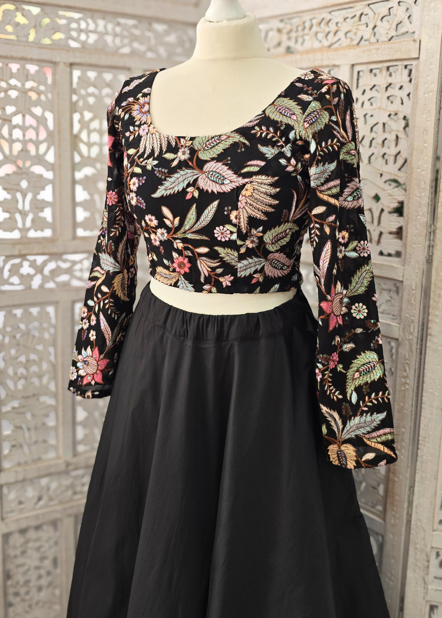 Luxury Sarika Black Long Sleeve Blouse (size 8-20)
