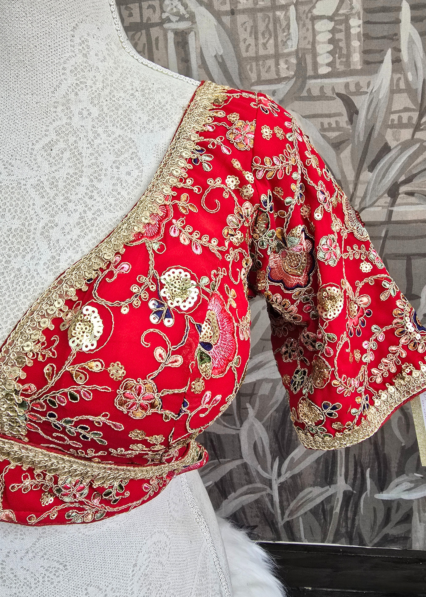 Genelia Red Embroidered Blouse (10-12)