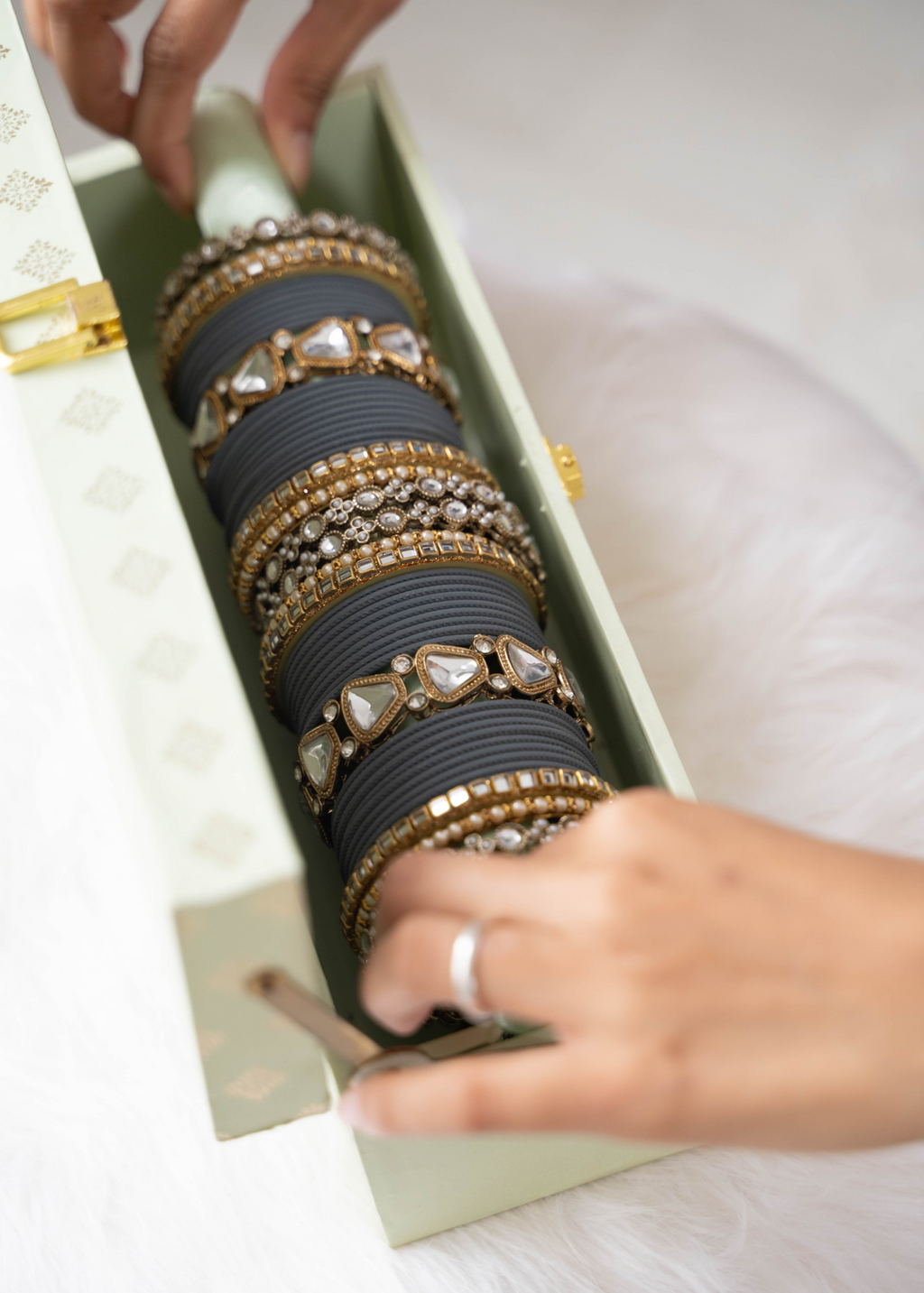 Luxury Pastel Foil Print Bangle Storage Box (4 colours)