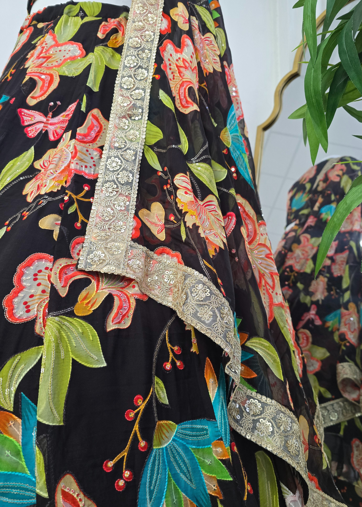 Lilliana Black Brights Floral Dupatta/Chunni