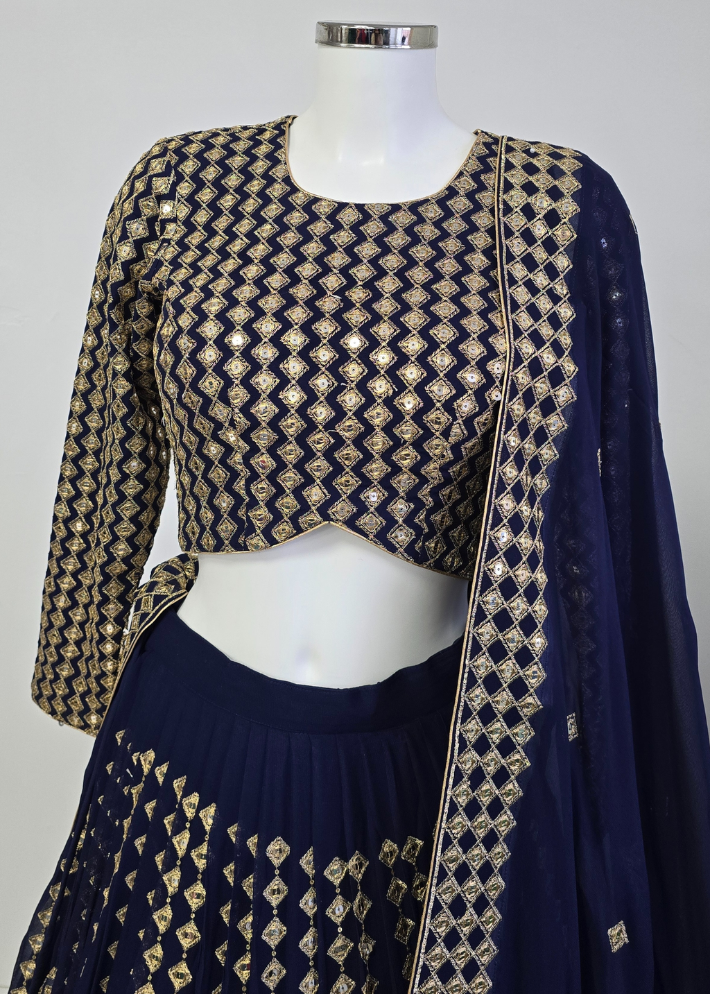 Karina Luxury Navy & Gold Lehnga (sizes 6-14)