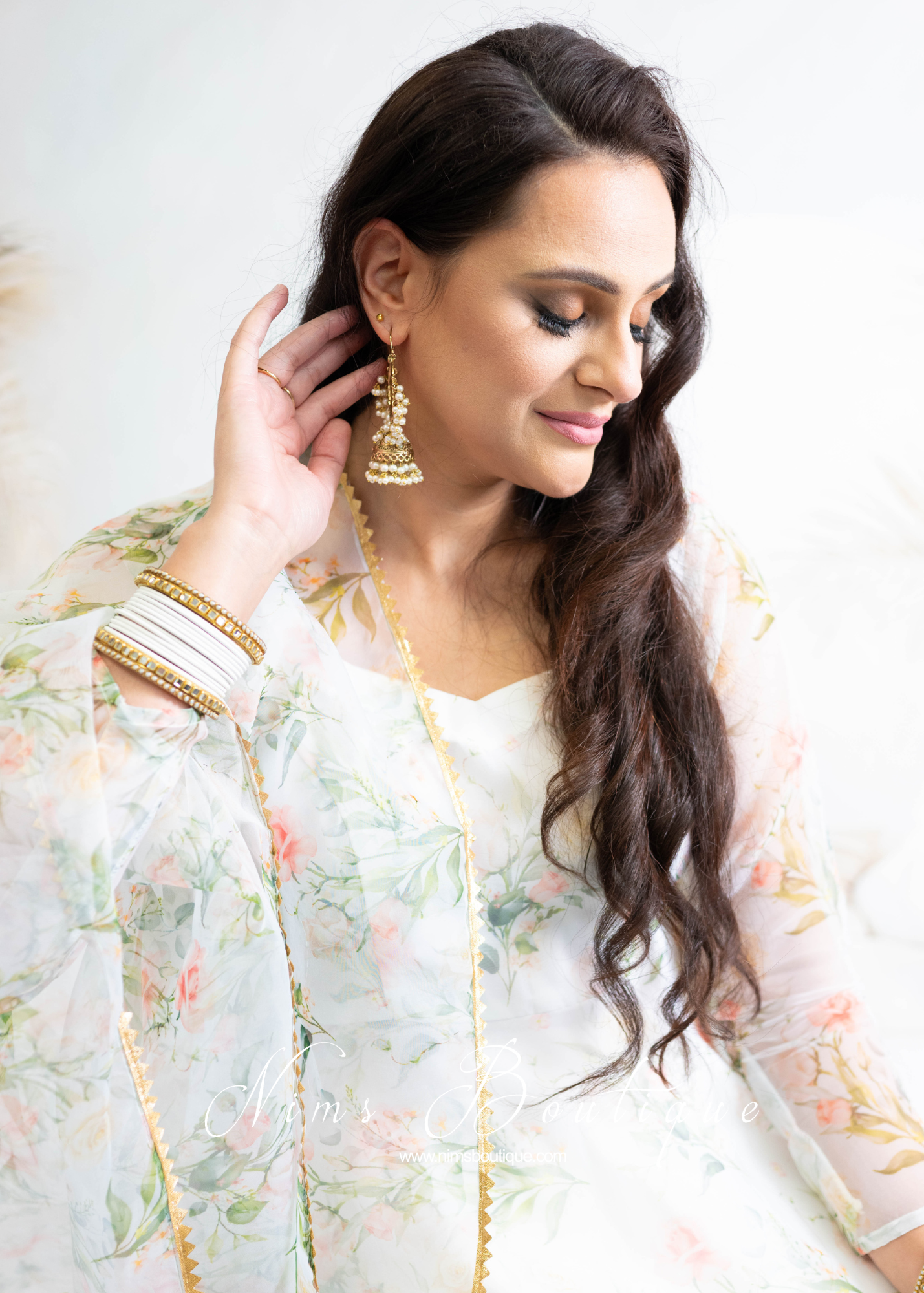 Emilia Royal Antique Gold Pearl Hoop Jhumka Earrings