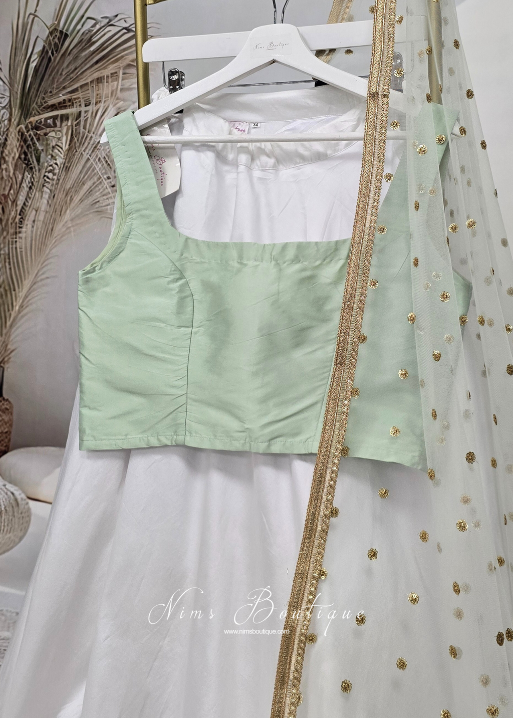 Sleeveless Light Mint Silk Blouse (8-28)