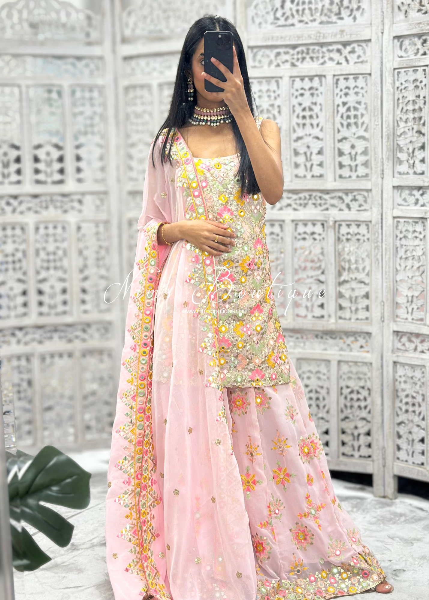 Cienna Luxury Pink Pastel Sleeveless Sharara Suit (4-18)
