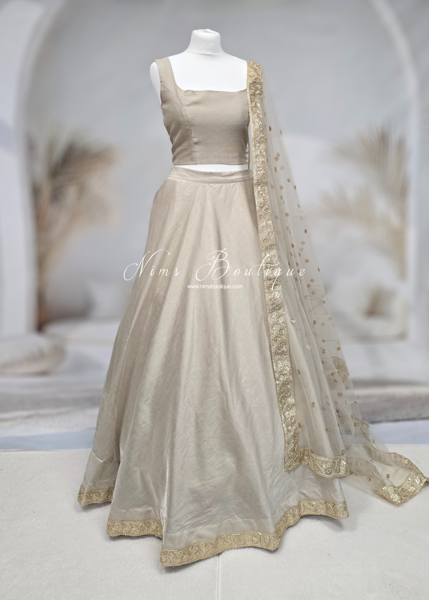 Saloni Sleeveless Champagne Raw Silk Blouse (4-20)