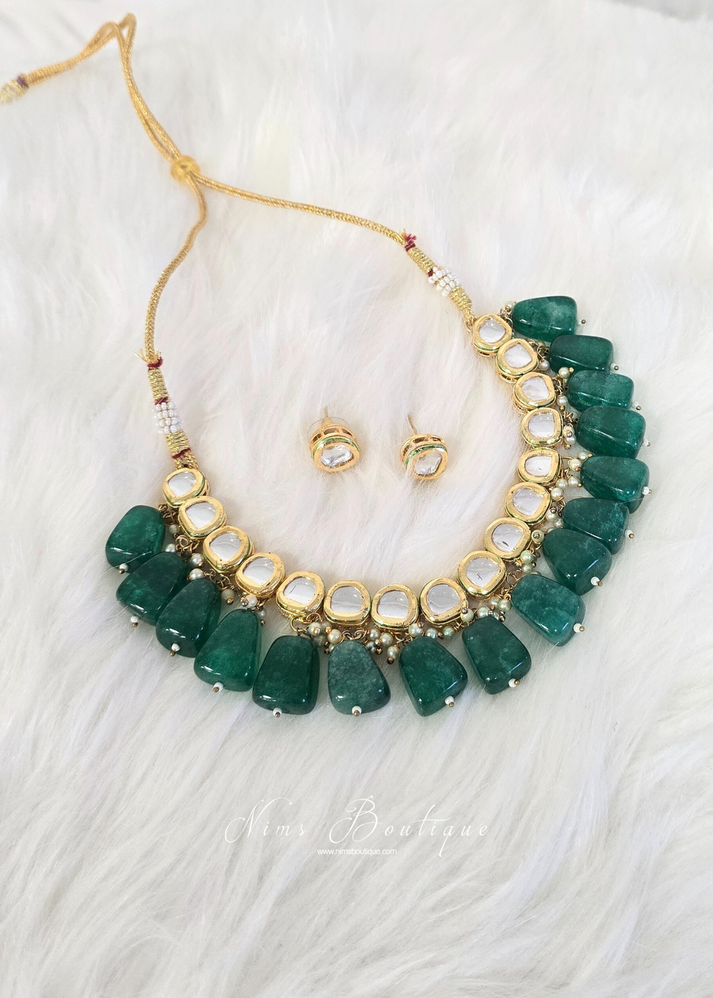 Dark Green Kundan Set