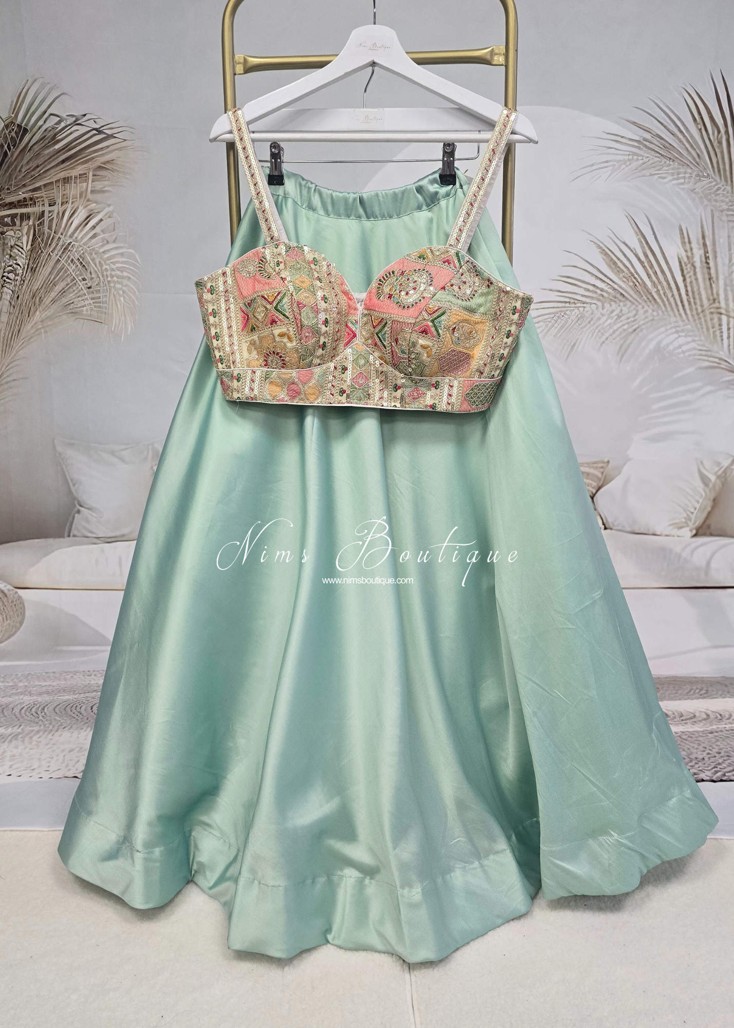 Readymade Mint Silk skirt/lehnga (sizes 4-22)