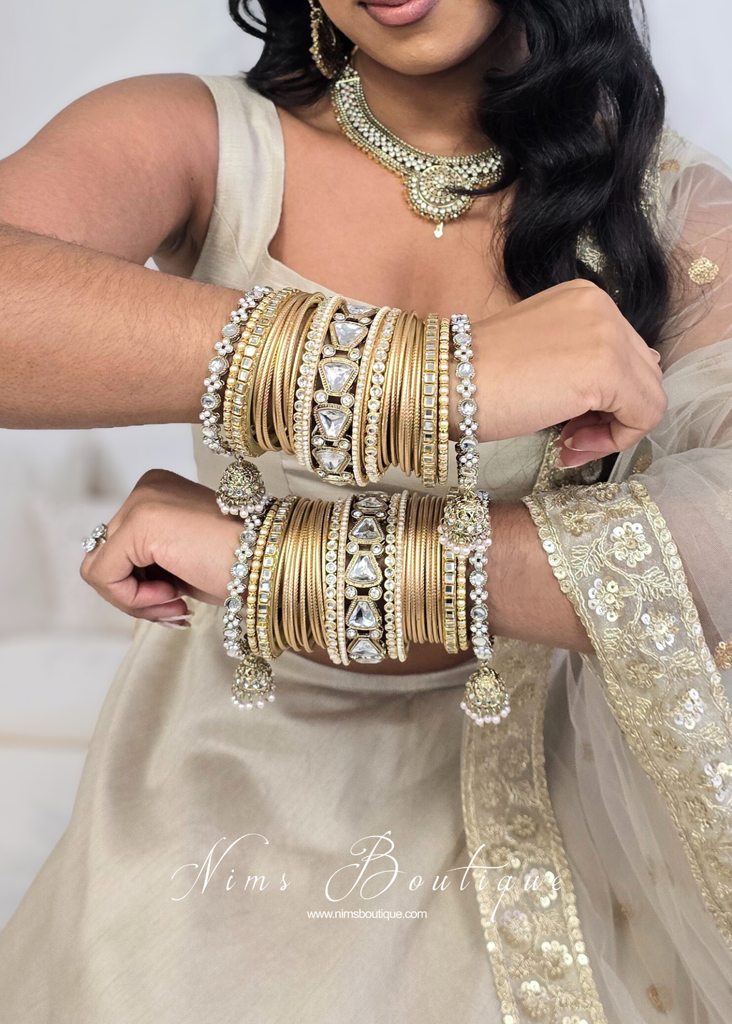 Gold & Kundan Set of Bangles (2)
