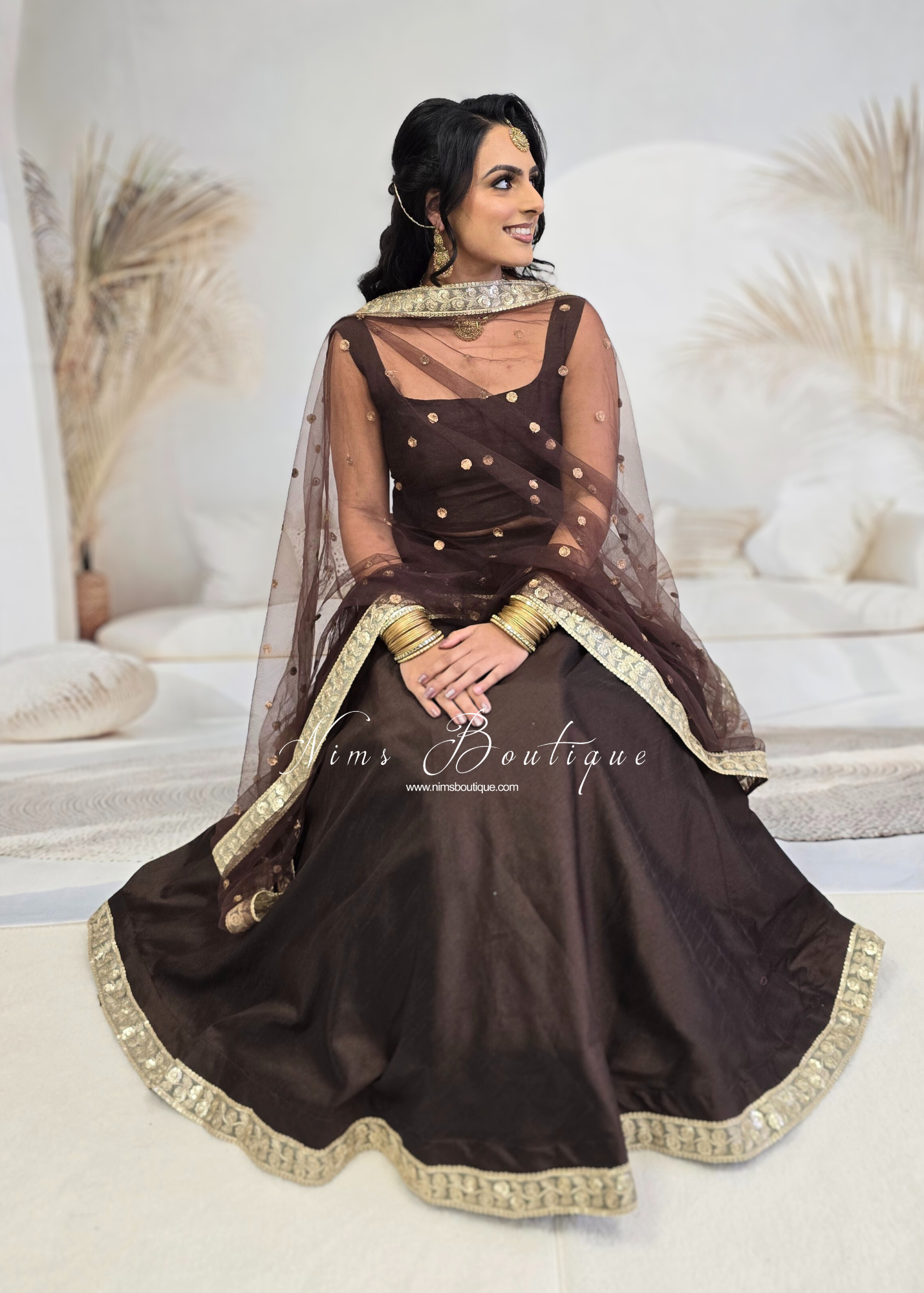Saloni Readymade Mocha Brown Raw Silk skirt/lehnga (sizes 4-24)